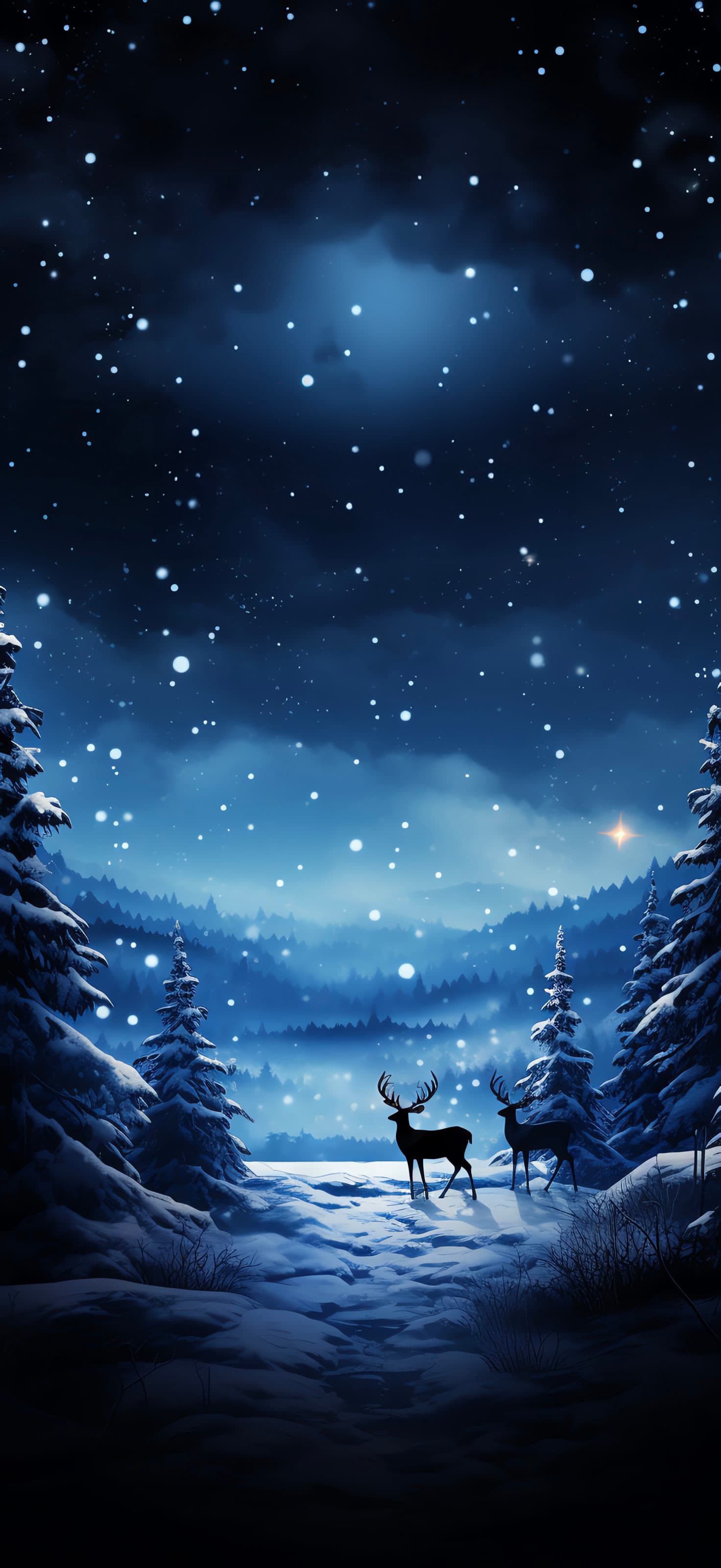 Deer Snowscape - Pro phone wallpaper
