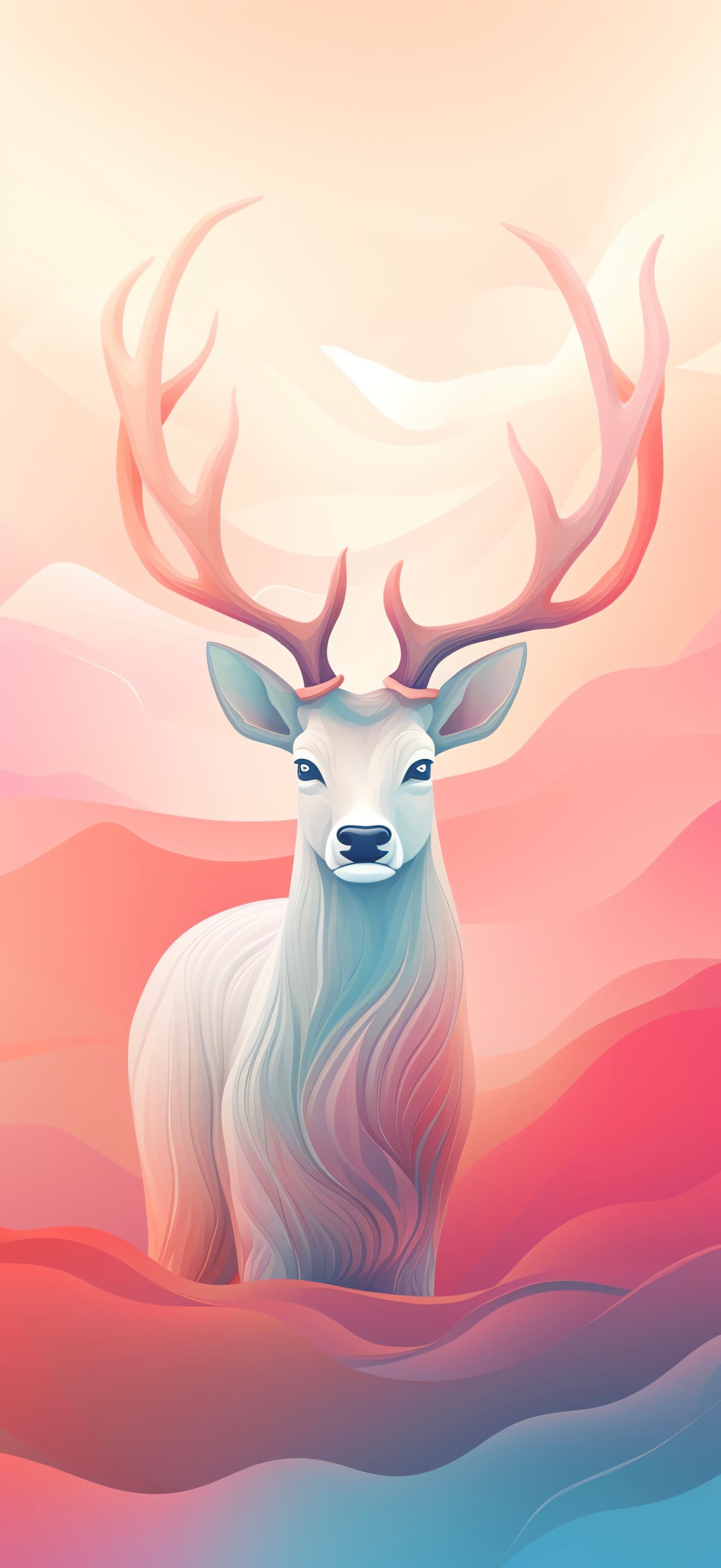 Pastel Deer Portrait - Pro phone wallpaper