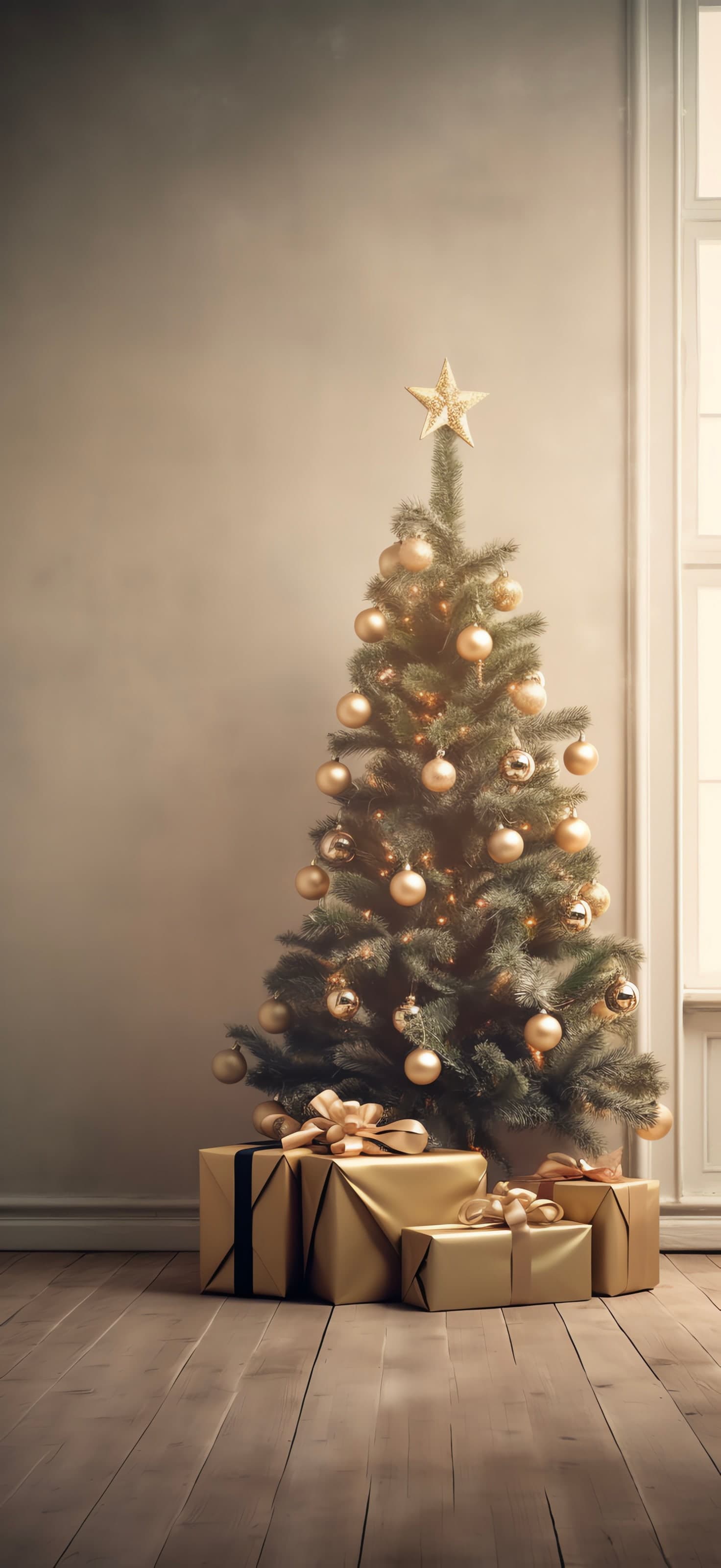 Golden Christmas Presents - Pro phone wallpaper