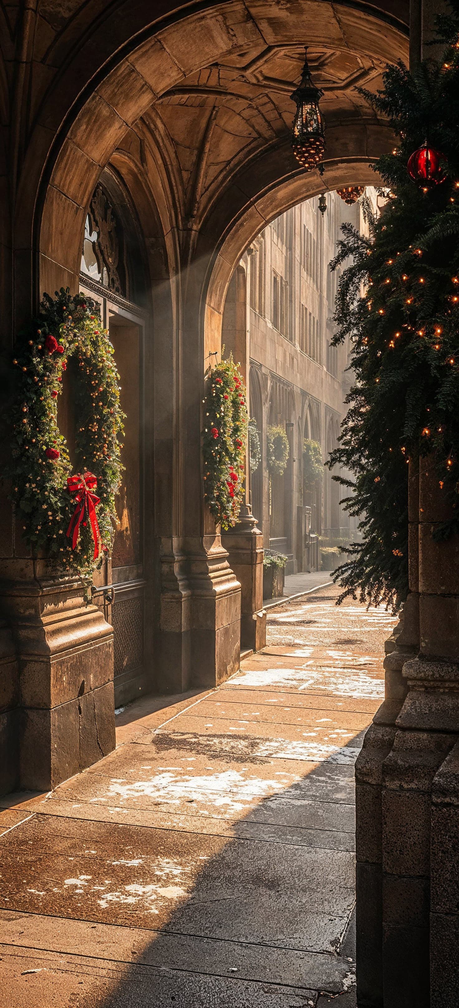 Christmas Archway Glow - Pro phone wallpaper