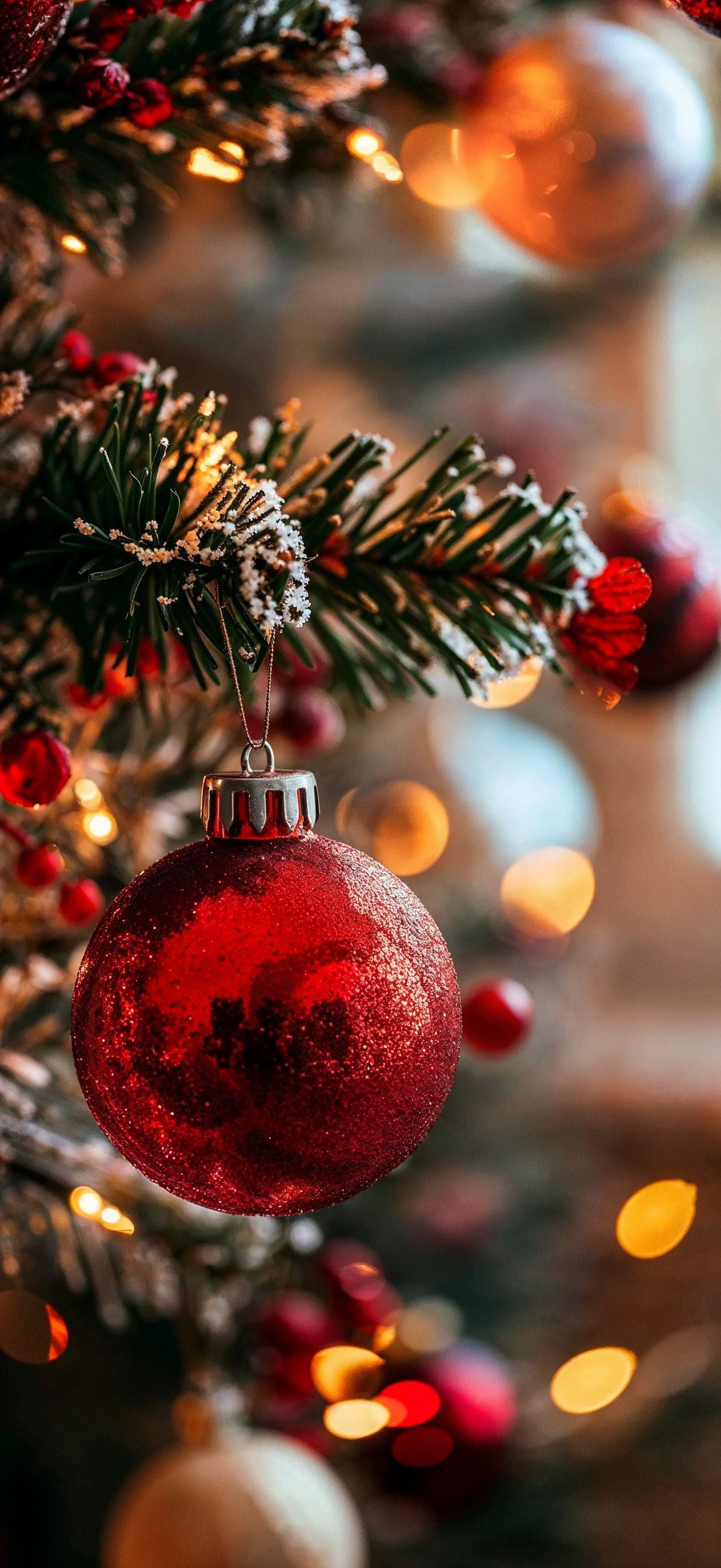 Festive Red Ornament - Pro phone wallpaper
