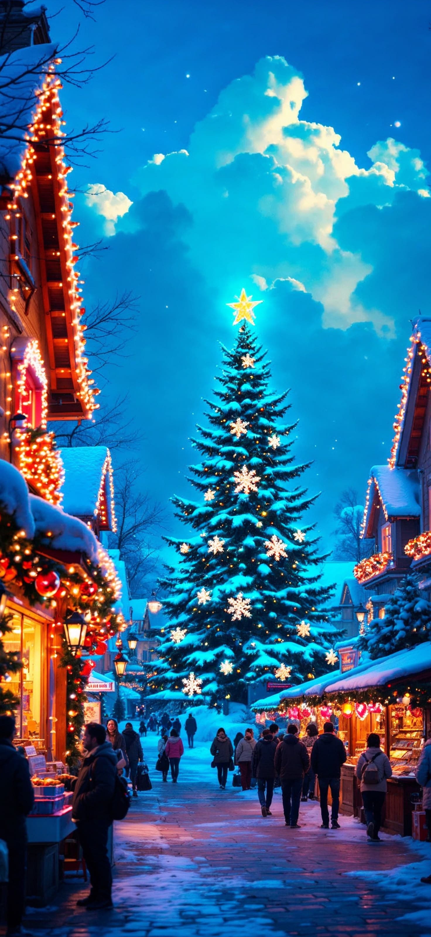 Christmas Village Night - Pro phone wallpaper