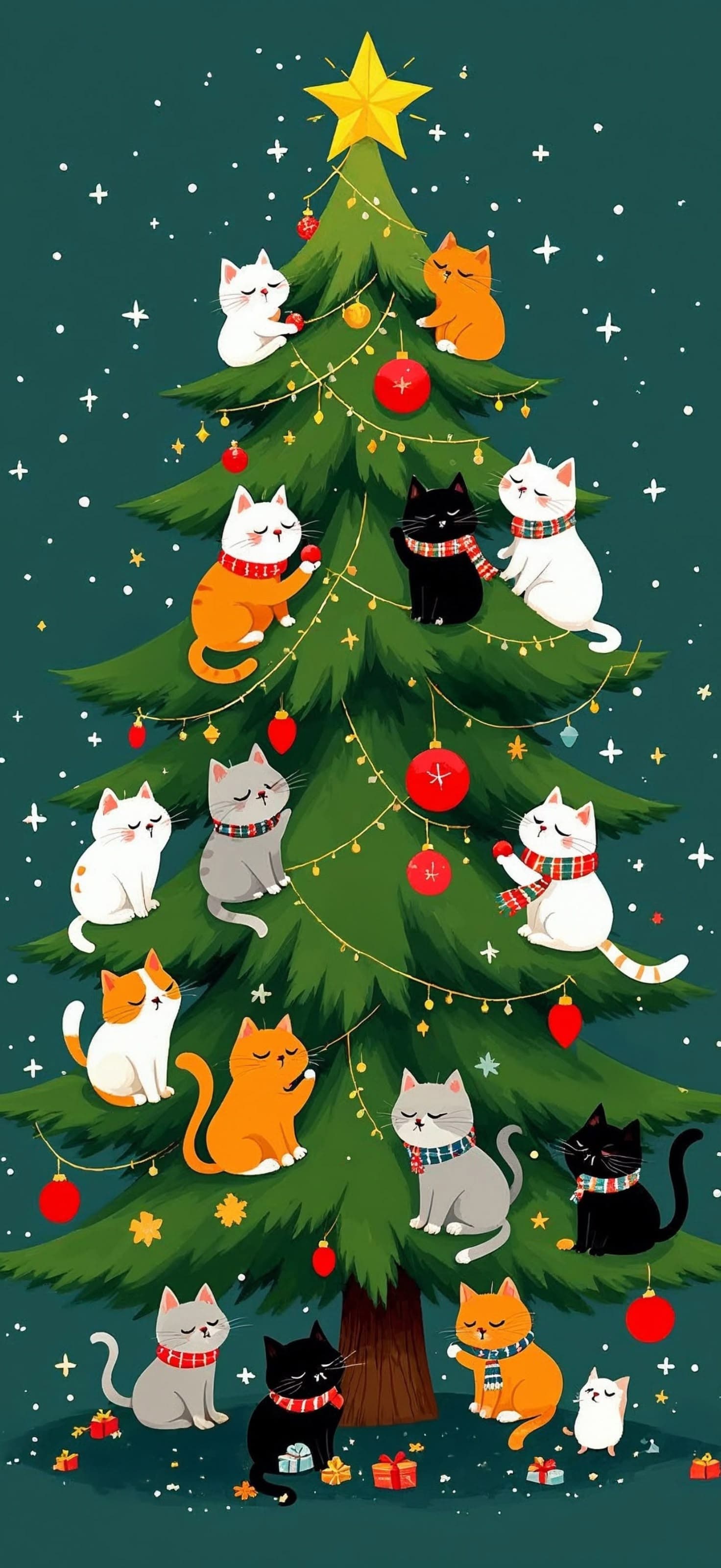 Festive Feline Christmas - Pro phone wallpaper