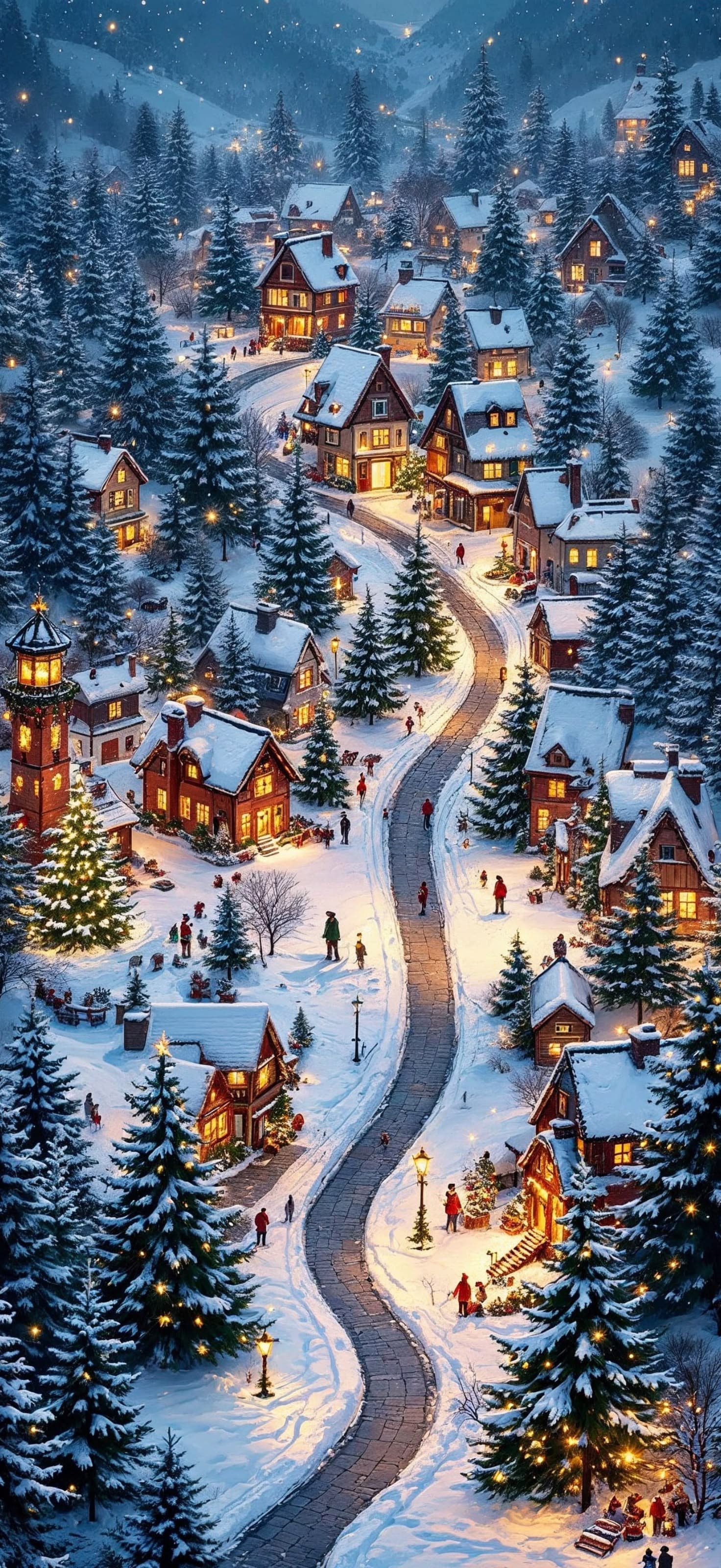 Christmas Tree Town - Pro phone wallpaper