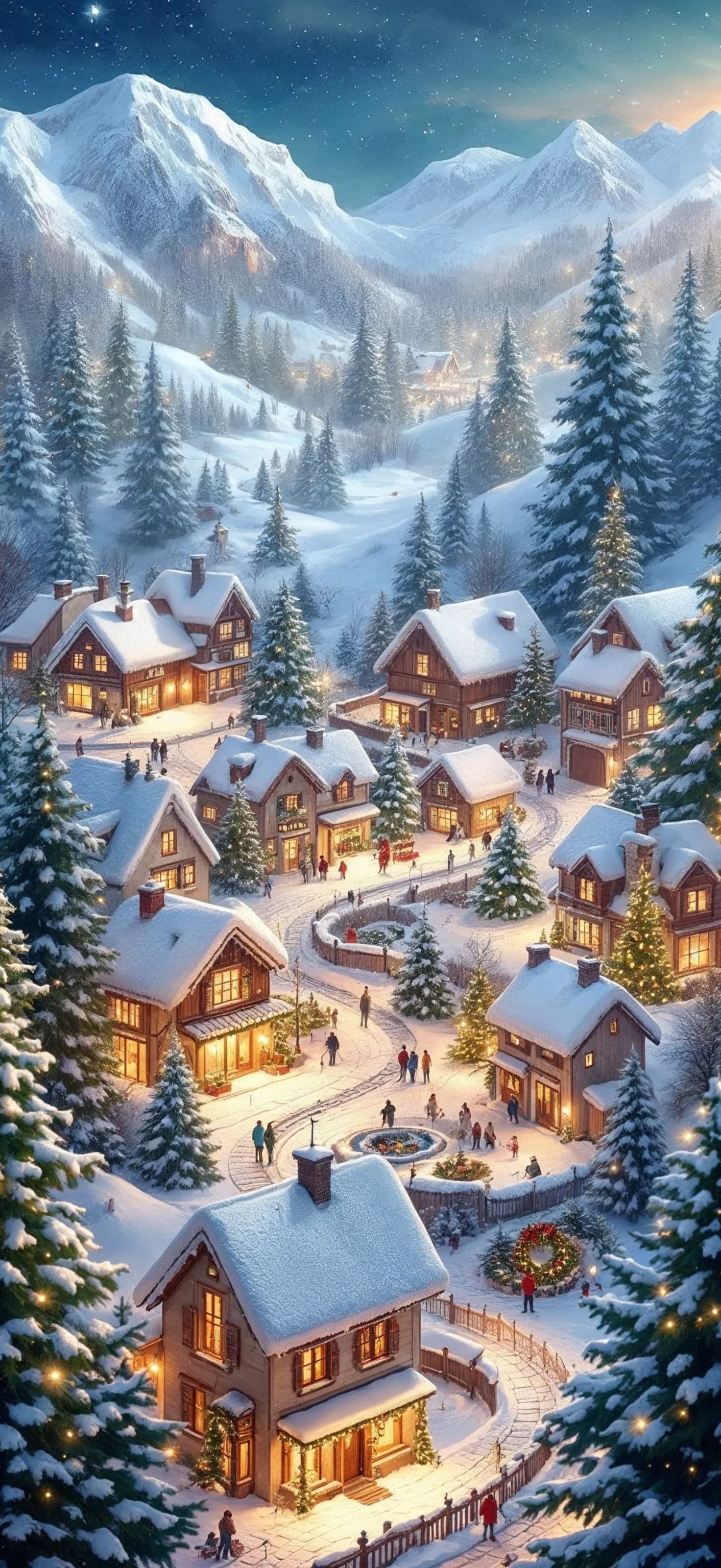 Christmas Town Aerial - Pro phone wallpaper