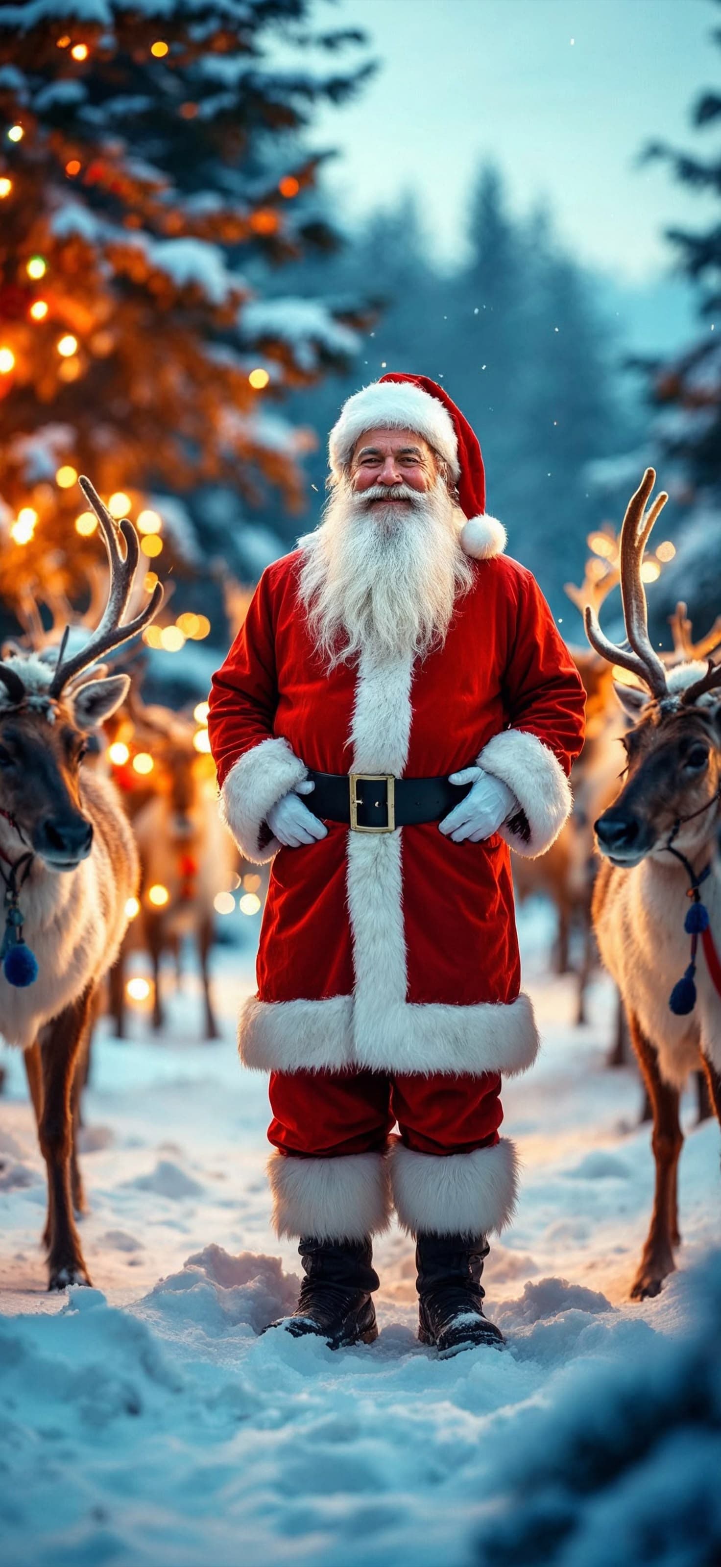 Santa's Festive Scene - Pro phone wallpaper
