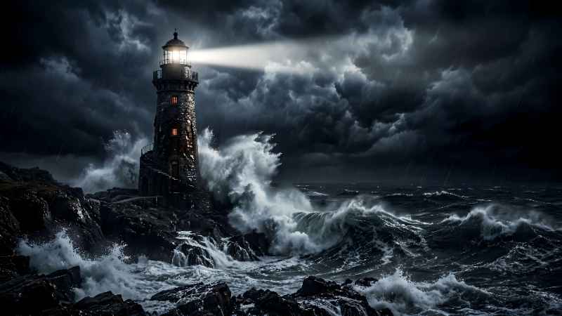 Stormy Lighthouse Beacon 4 - free desktop wallpaper download