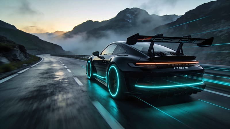Neon Porsche Drive - Pro desktop wallpaper download