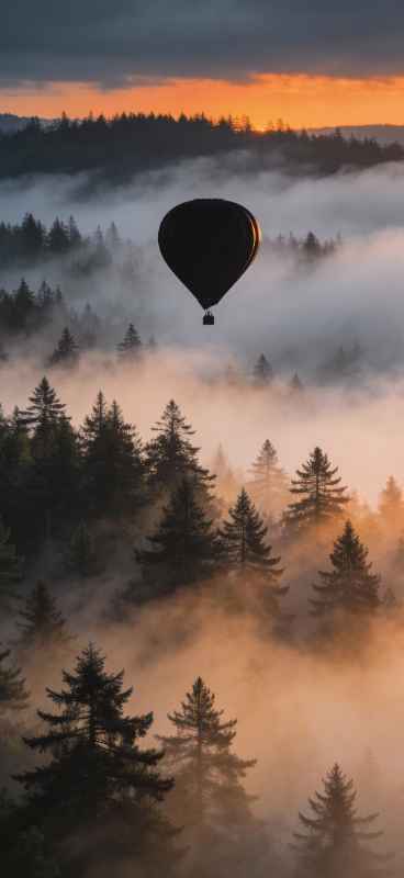 Ballooning Through Mist - Pro phone wallpaper download