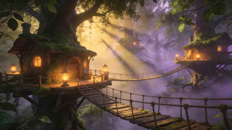 Enchanted Treehouses - free desktop wallpaper download