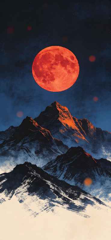 Crimson Lunar Mountain - free phone wallpaper download