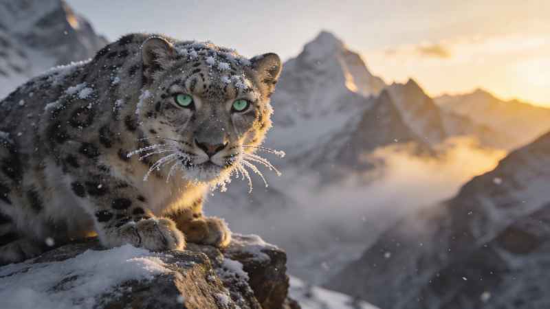 Snow Leopard Peak 2 - Pro desktop wallpaper download