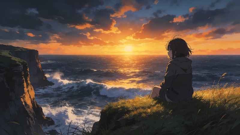 Cliffside Contemplation - free desktop wallpaper download