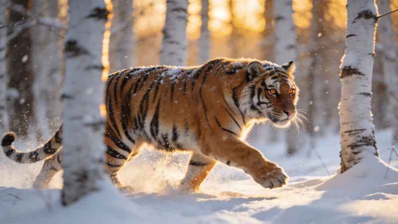 Tiger Winter Stroll - Pro desktop wallpaper download