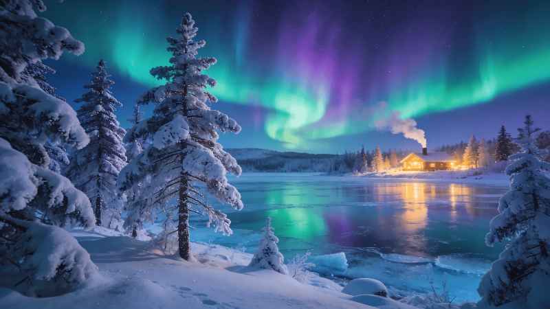 Aurora Borealis Winter - Pro desktop wallpaper download