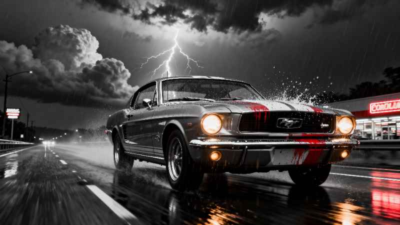 Mustang Lightning Storm - Pro desktop wallpaper download