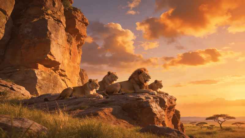 Lion King Sunset - free desktop wallpaper download