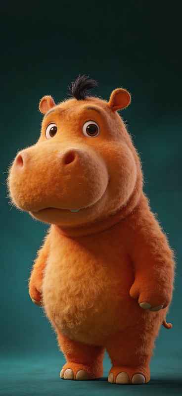 Cartoon Hippo Portrait - free phone wallpaper download