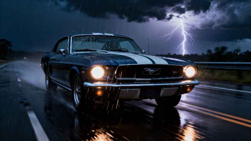 Stormy Mustang Ride - free desktop wallpaper download