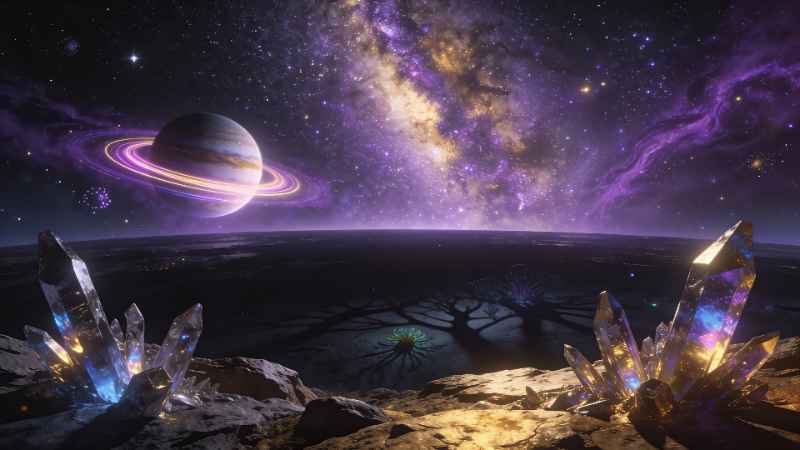 Cosmic Crystal Landscape - free desktop wallpaper download