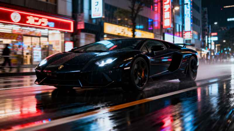 Cityscape Lamborghini Aventador - free desktop wallpaper download