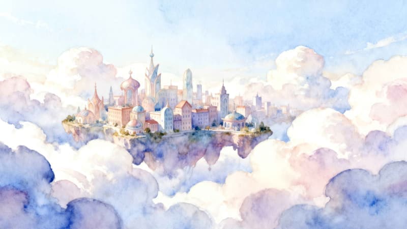 Floating Cityscape Dream - free desktop wallpaper download