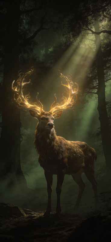 Mystical Deer Forest - free phone wallpaper download