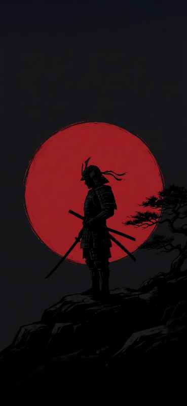 Samurai Red Sun - free phone wallpaper download
