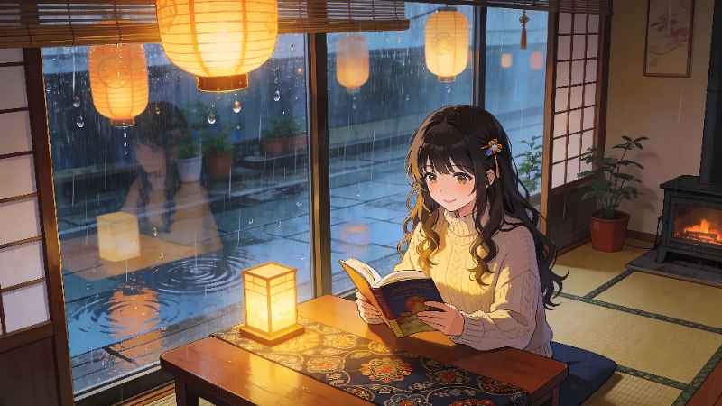Rainy Day Reading - free desktop wallpaper download