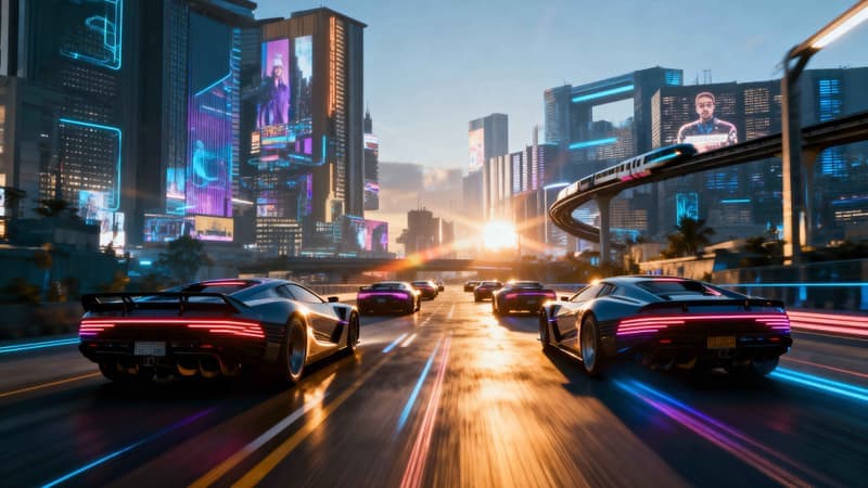 Neon Rush Skyline 1 - Pro desktop wallpaper download