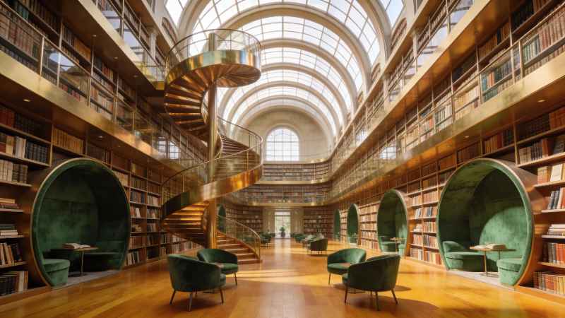 Grand Library Interior - Pro desktop wallpaper download