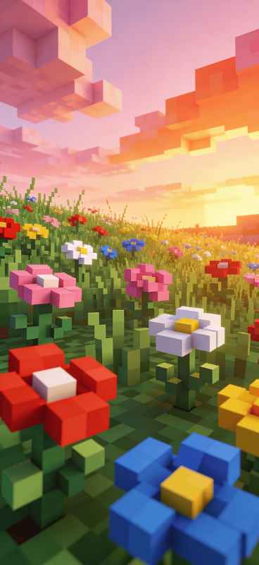 Minecraft Flower Field - Pro phone wallpaper download