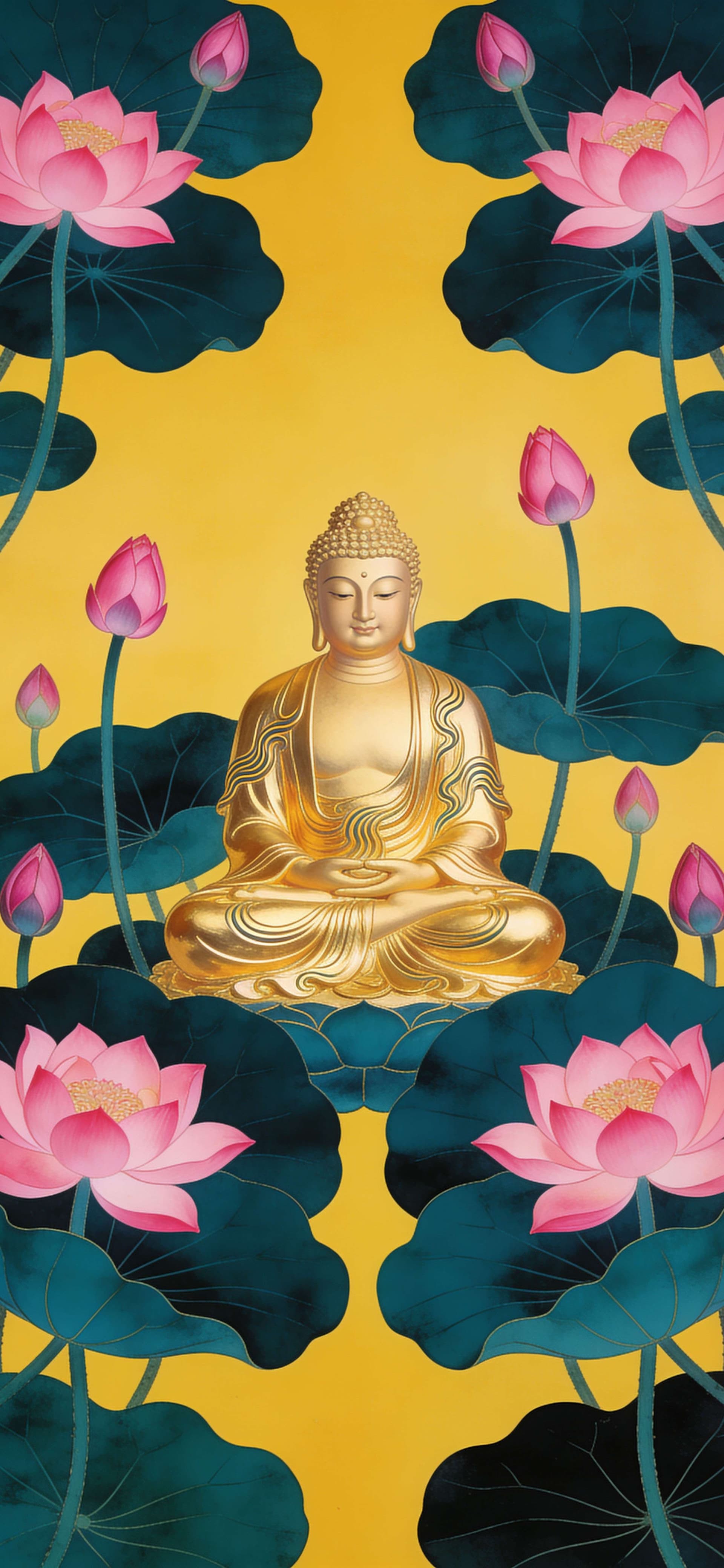 Golden Buddha Lotus - free phone wallpaper