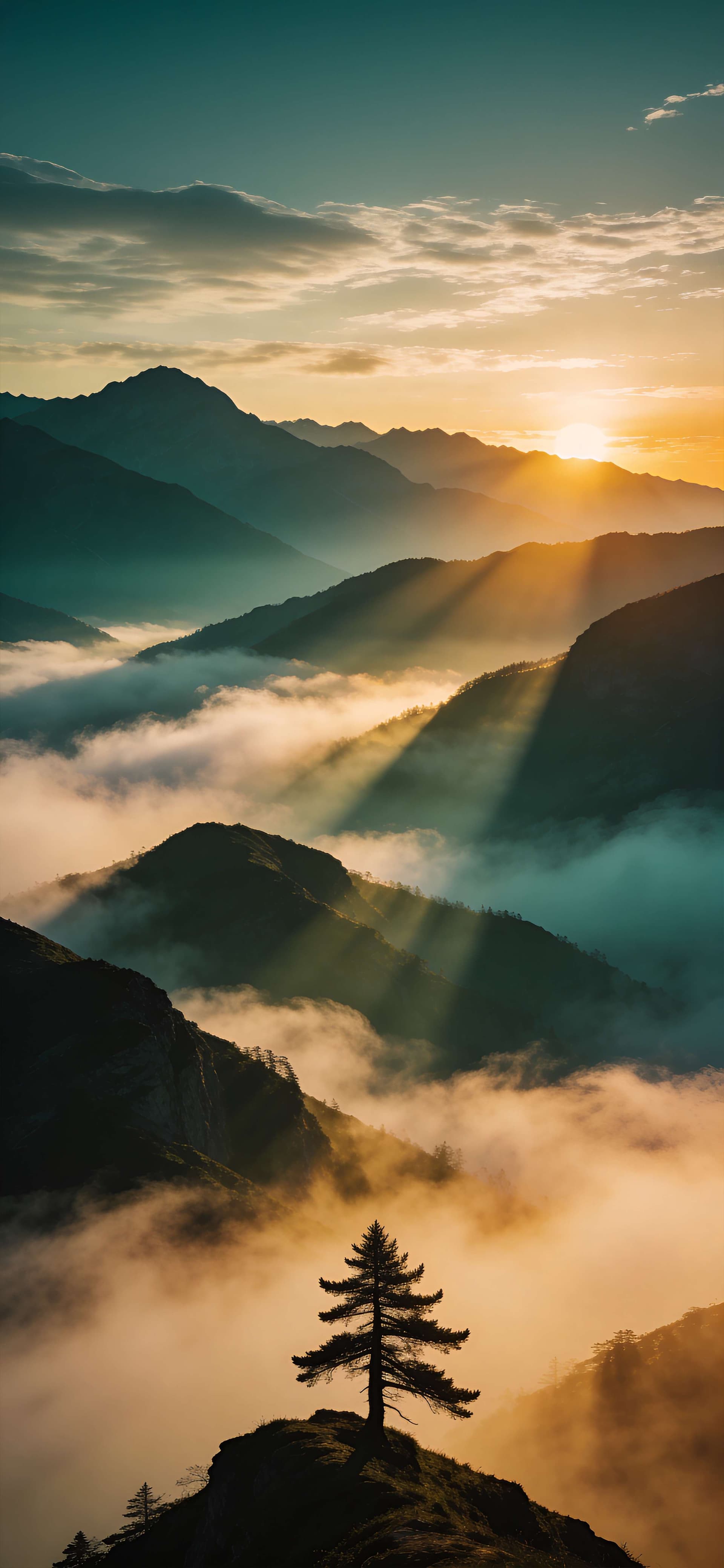 Misty Mountain Sunrise - Pro phone wallpaper
