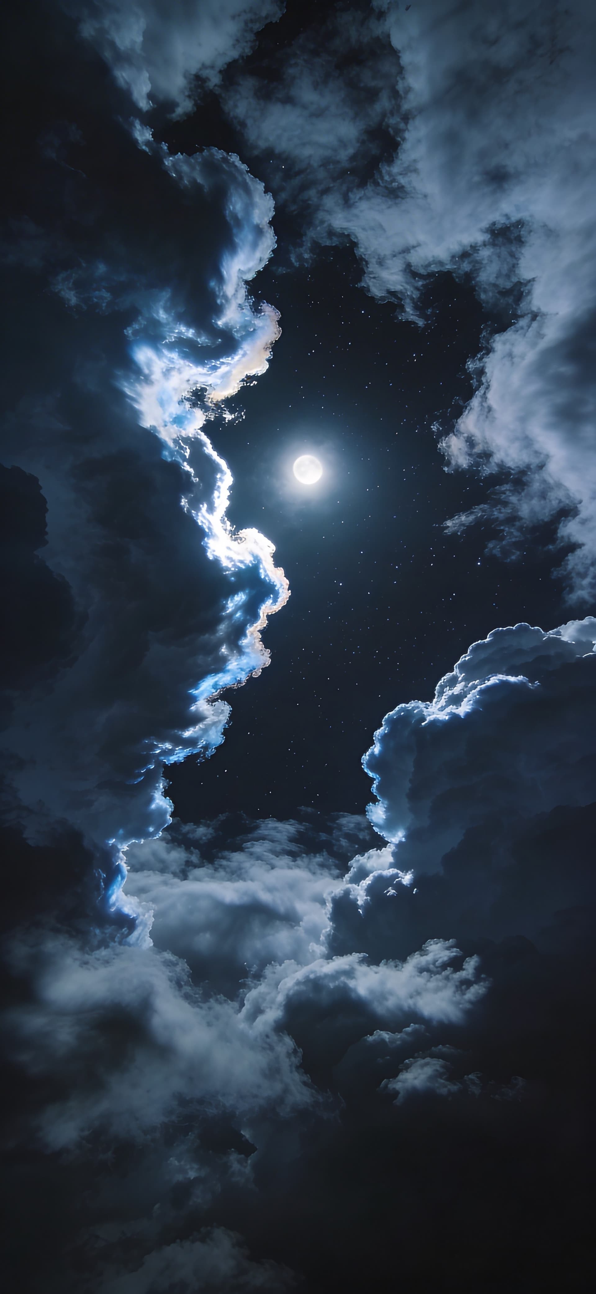 Moonlit Cloudscape Night - free phone wallpaper