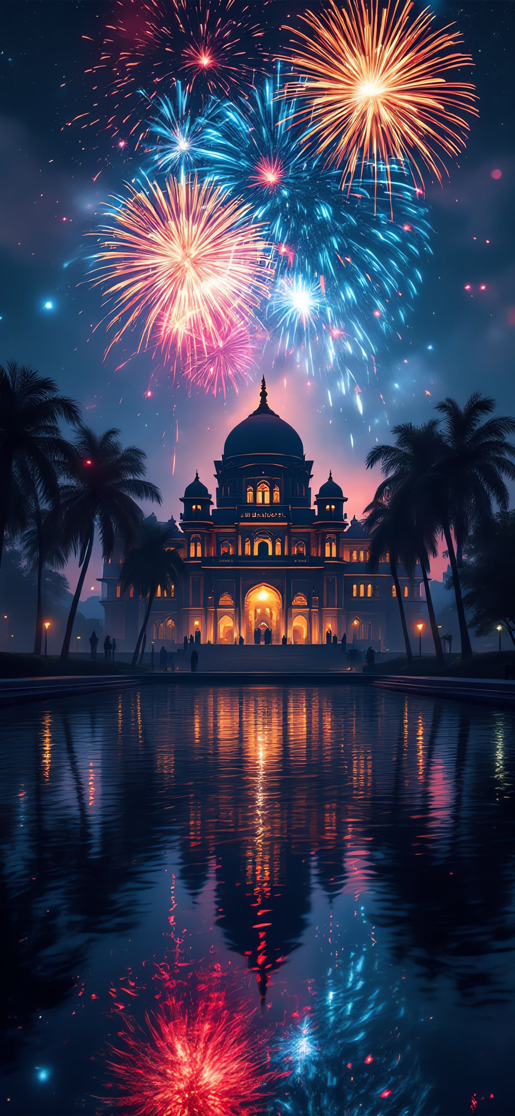Temple Fireworks 3 - free phone wallpaper