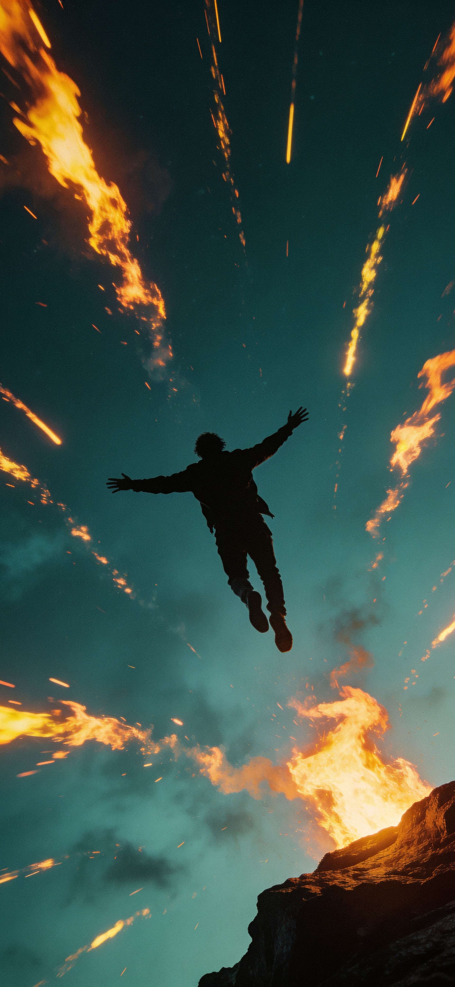 Fiery Descent - free phone wallpaper