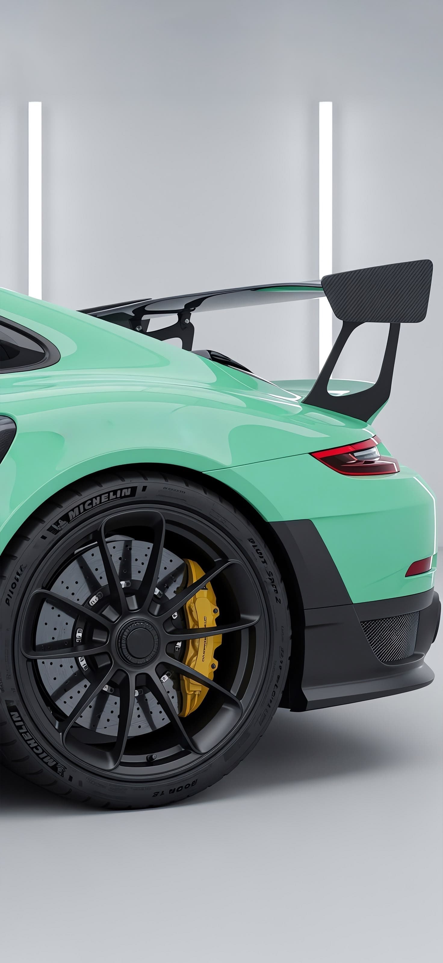 Mint GT3 RS Detail 3 - Pro phone wallpaper