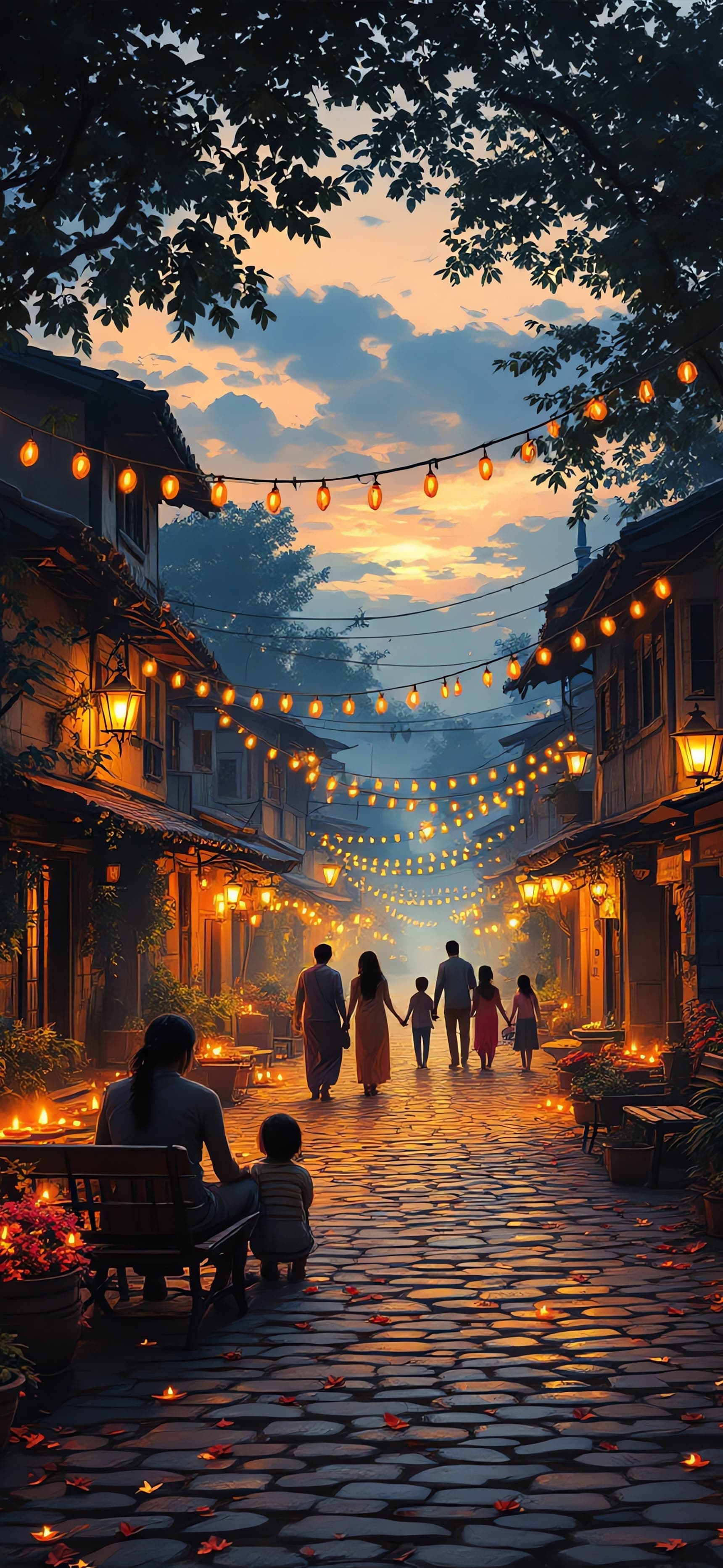 Lantern Lit Evening - free phone wallpaper