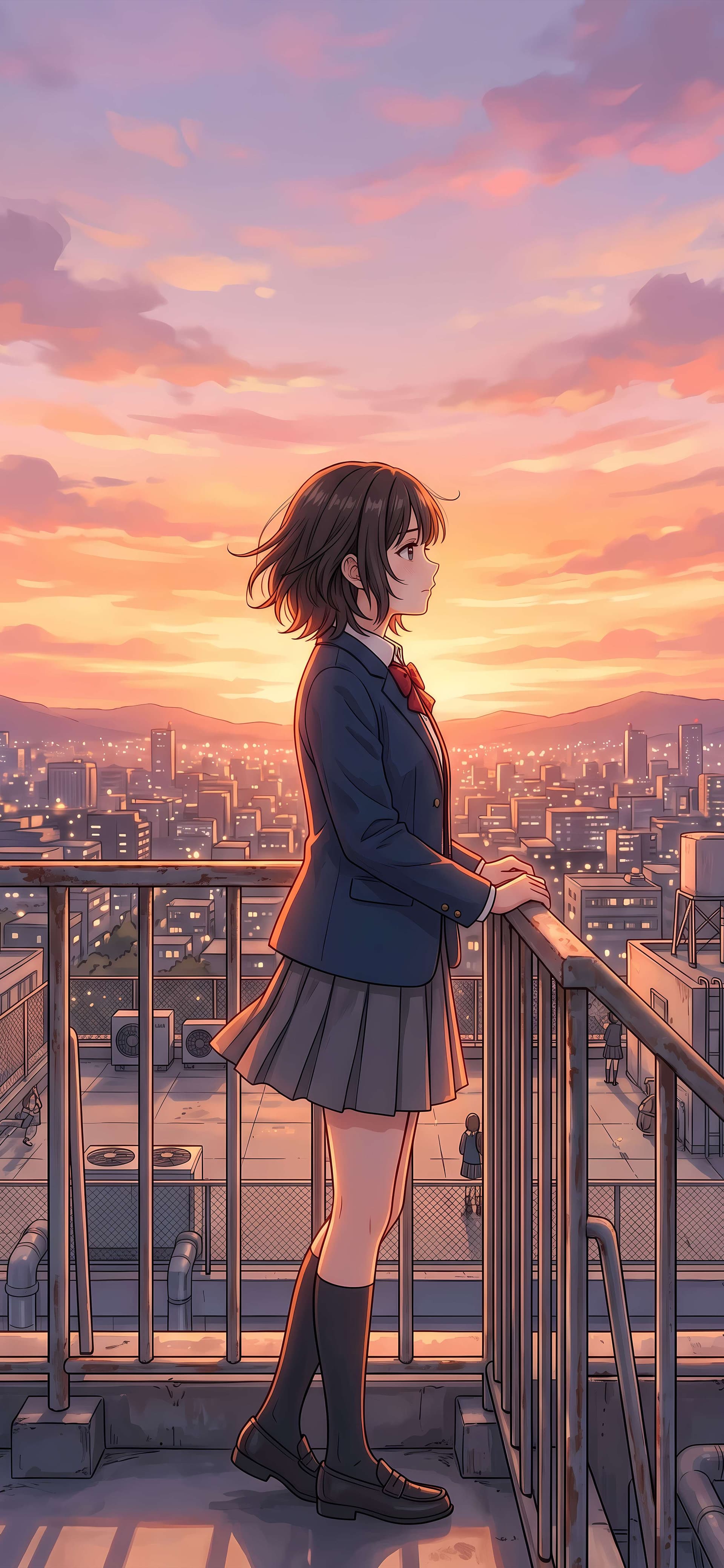 Rooftop Sunset - free phone wallpaper