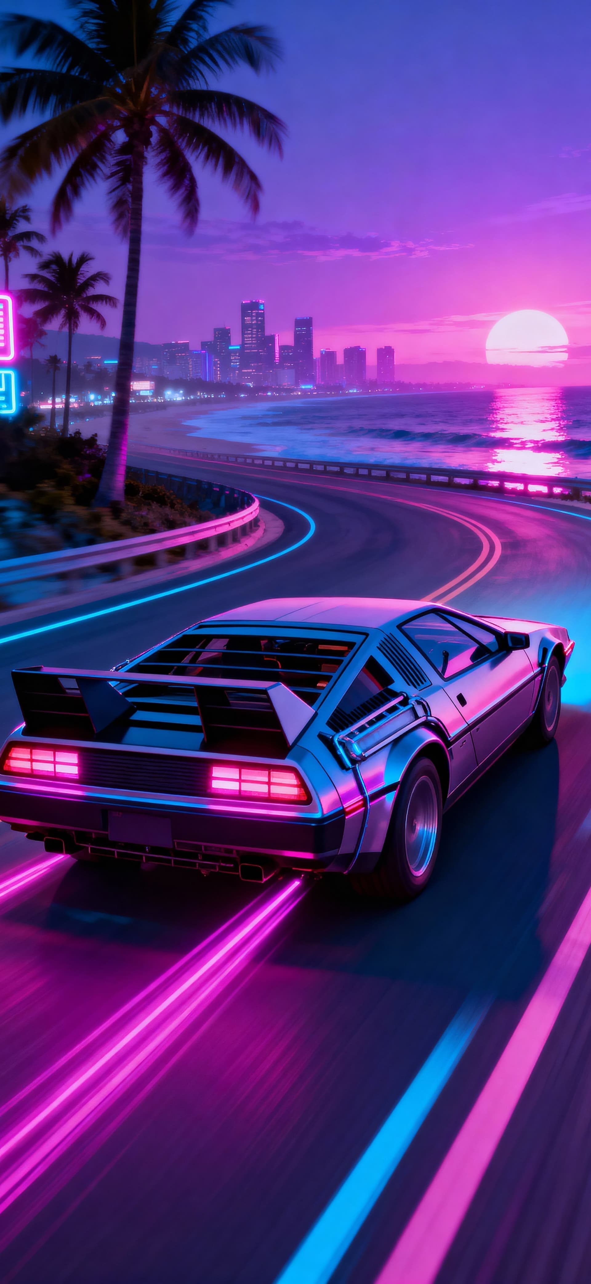 Neon Drive 2 - free phone wallpaper