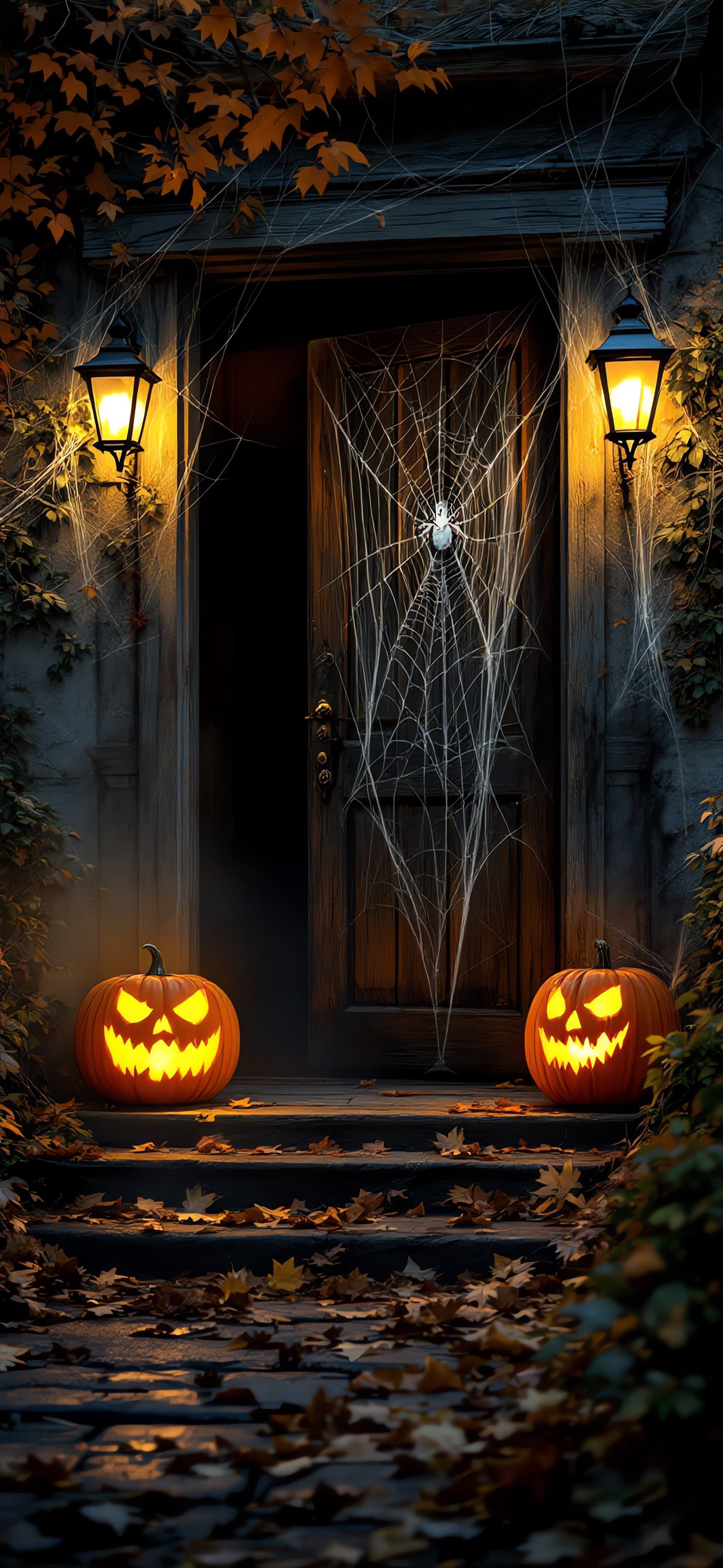 Lanterns & Webs 3 - free phone wallpaper
