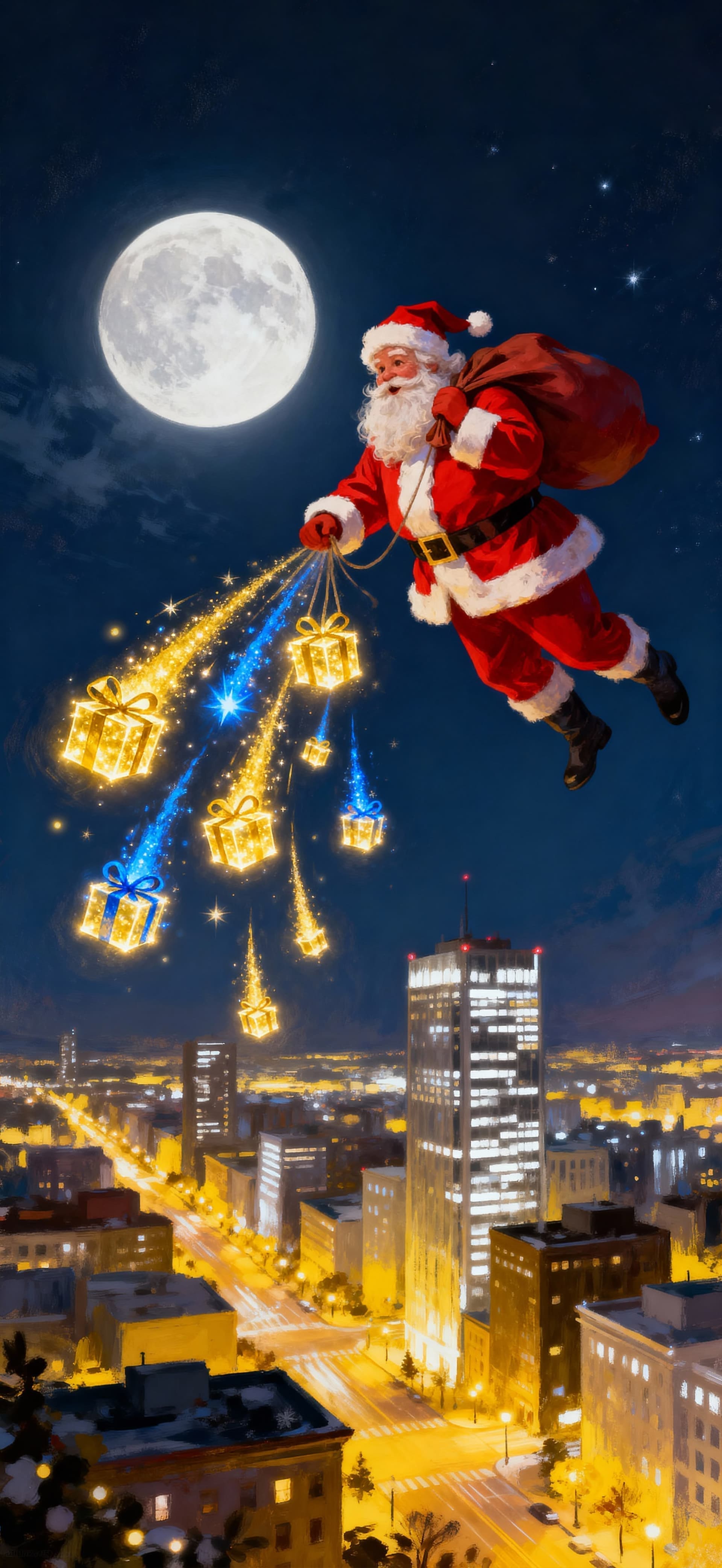 Midnight Gifts Over the City 3 - Pro phone wallpaper