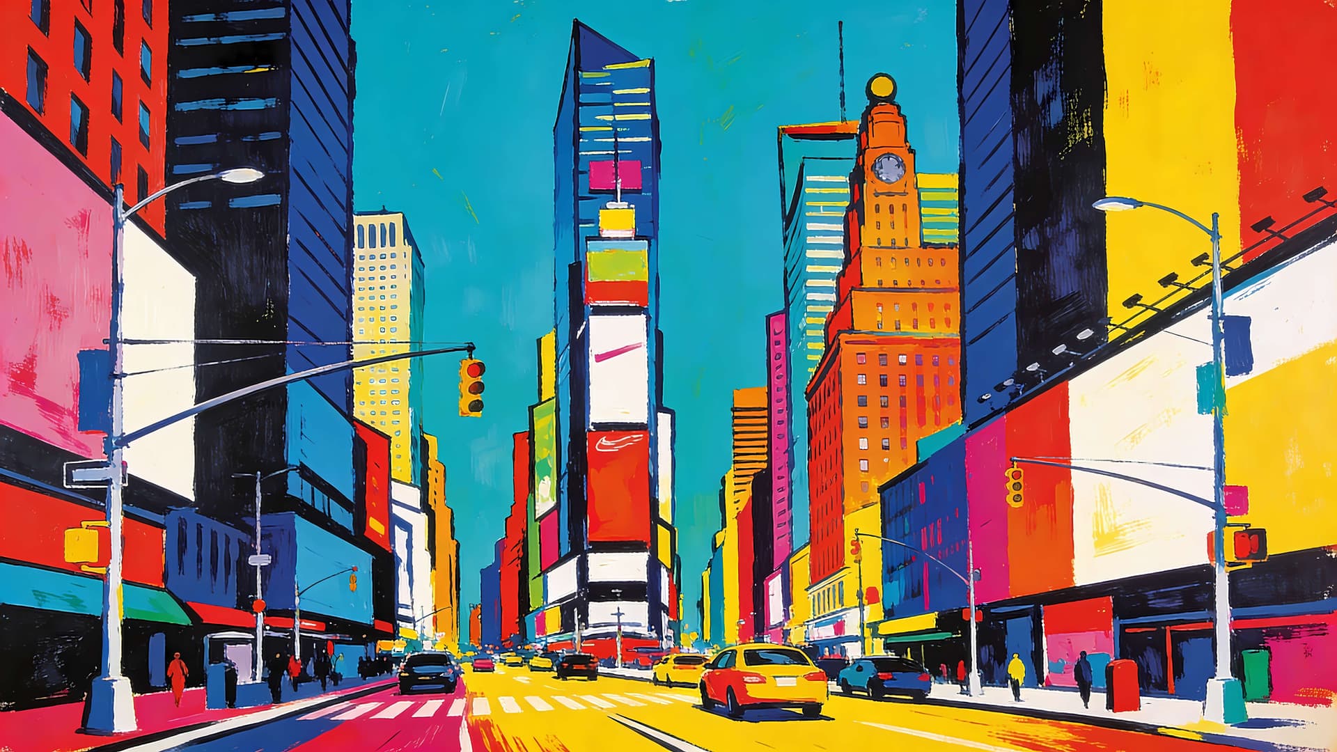 Vibrant Cityscape Art - free desktop wallpaper