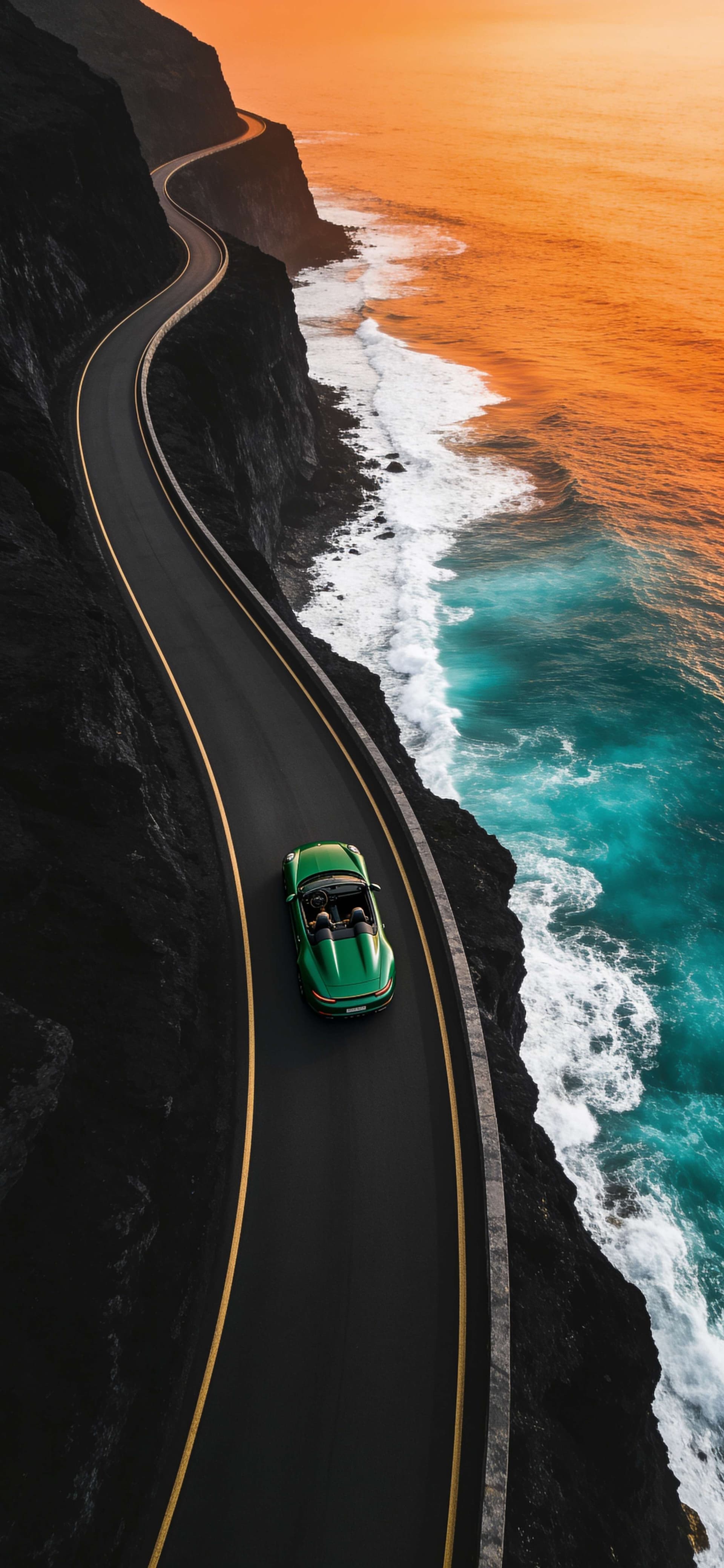 Coastal Highway Sunset - Pro phone wallpaper