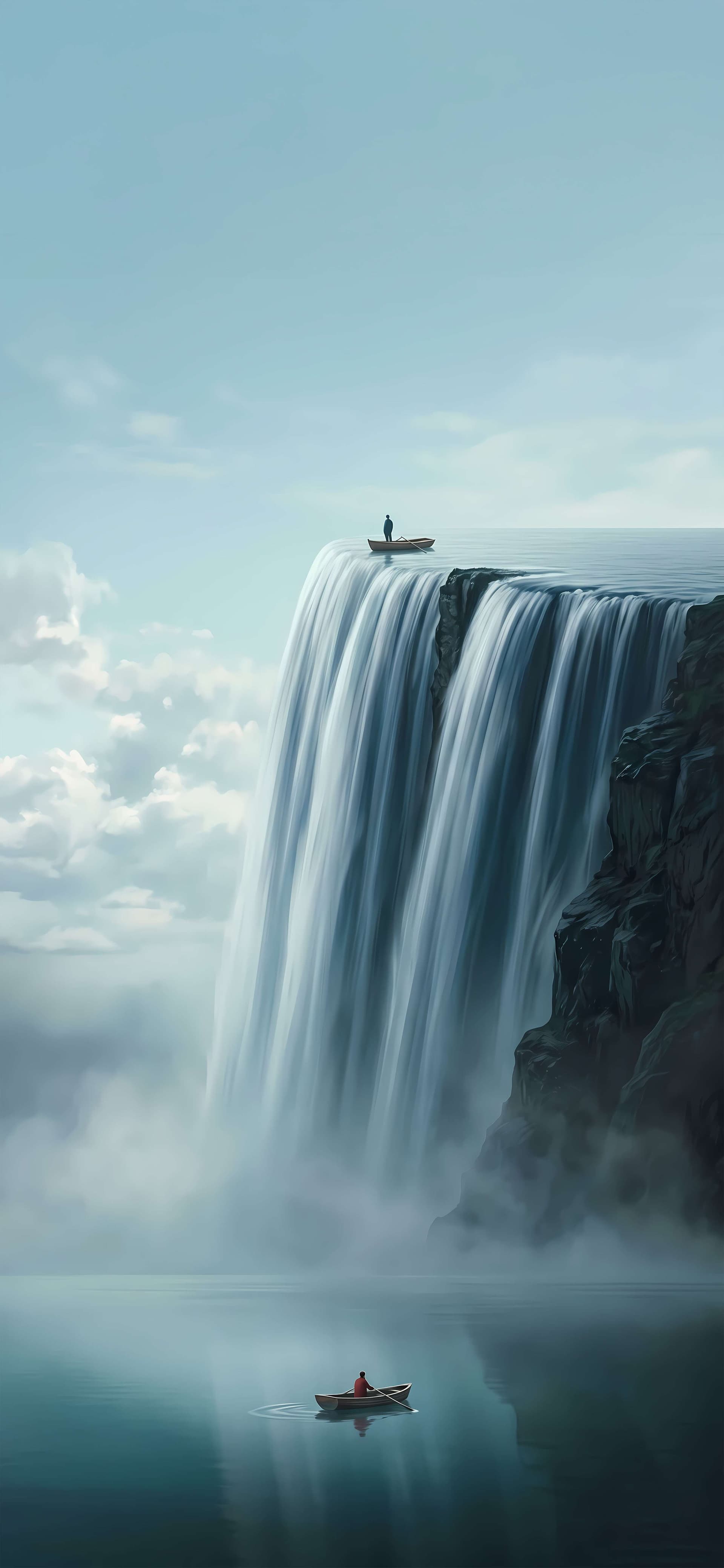 Waterfall Edge Journey - Pro phone wallpaper