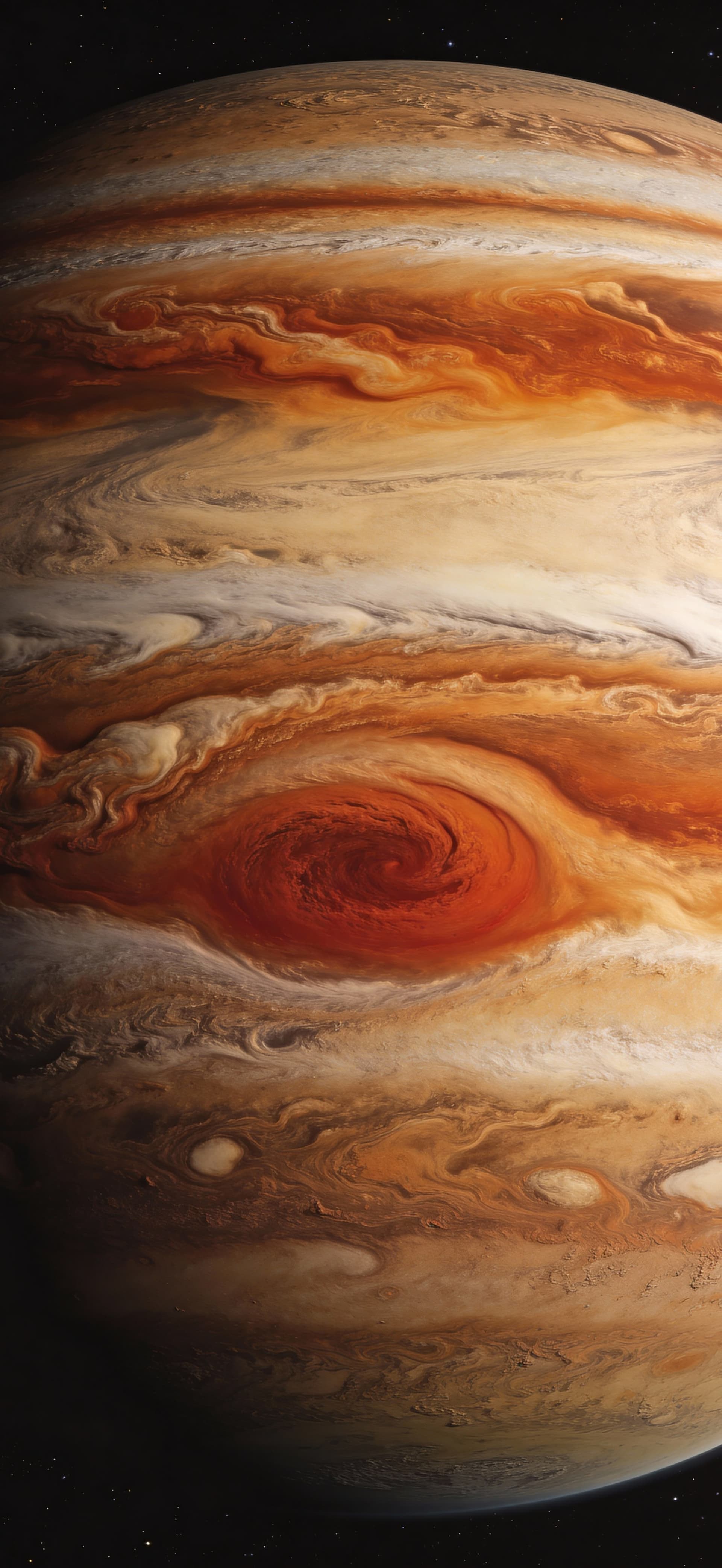 Jupiter's Swirling Storms - free phone wallpaper