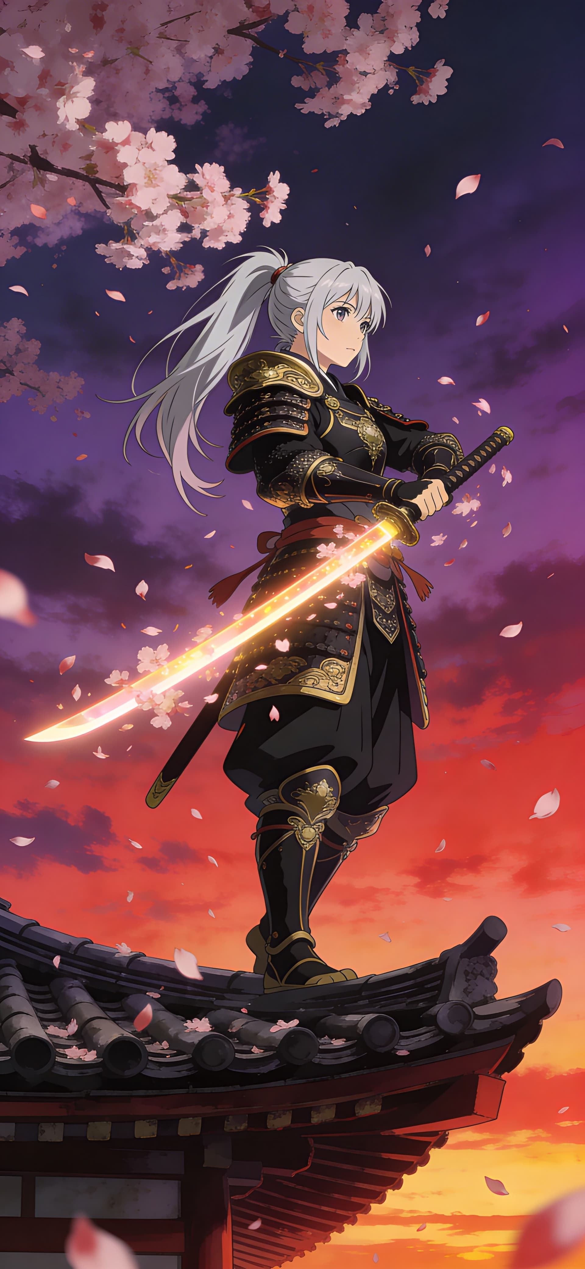 Anime Warrior Sunset - Pro phone wallpaper