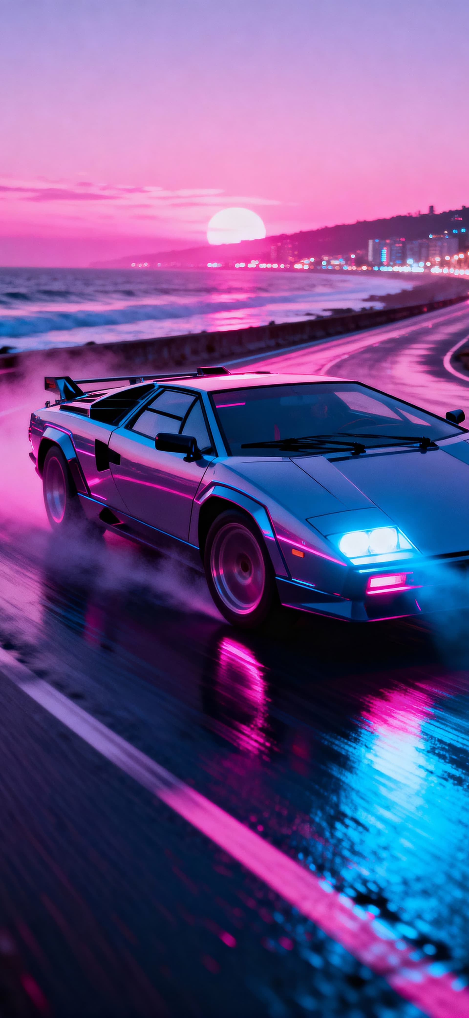 Neon Drive 1 - free phone wallpaper