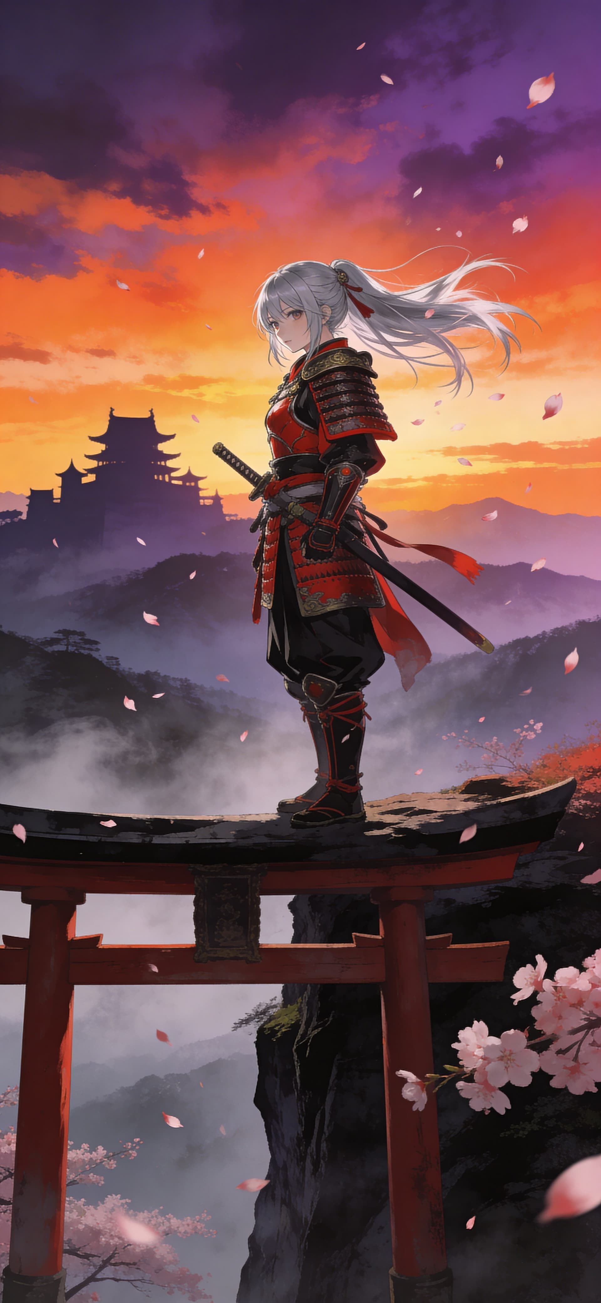 Samurai Sunset Stance - Pro phone wallpaper